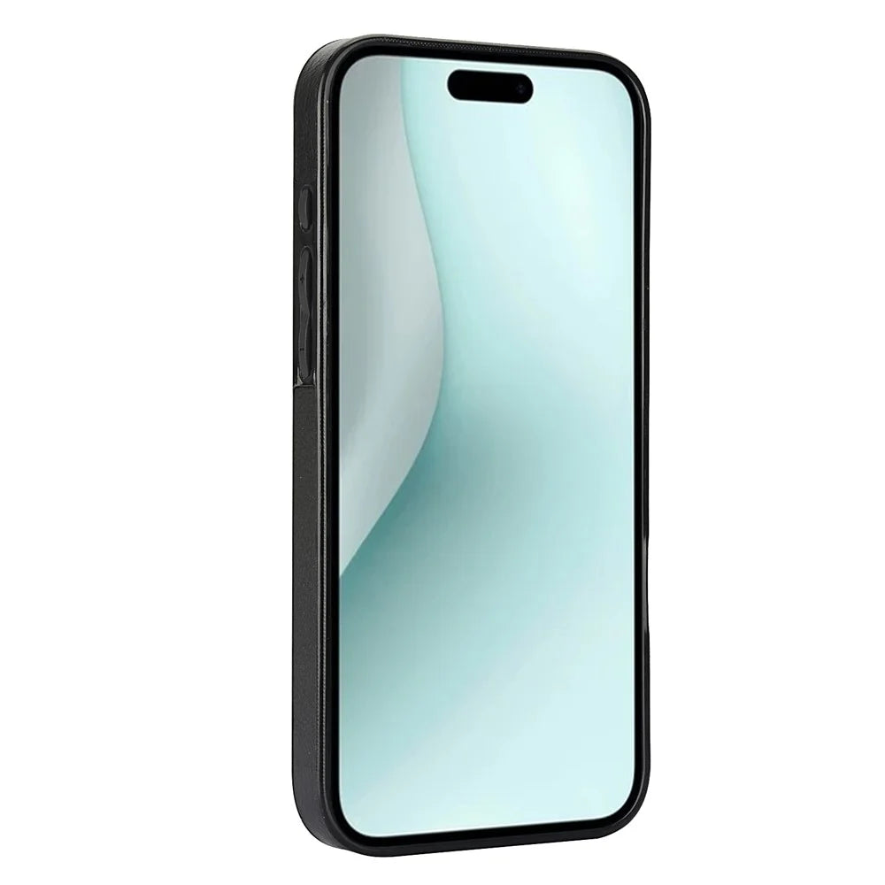 For iPhone 16 Case Card Slot Slim-Fit PU+TPU Mobile Cover - Black - 3