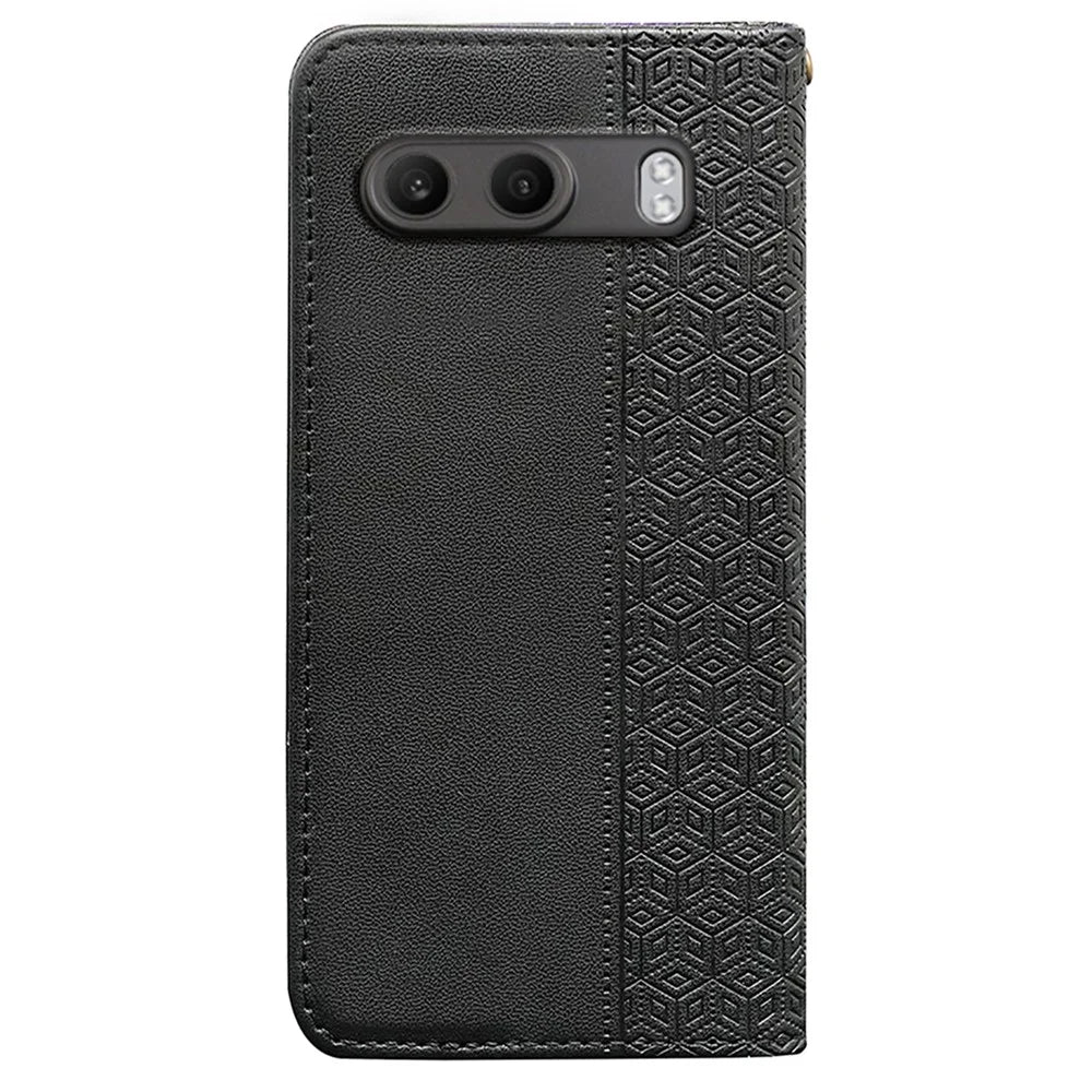 For OnePlus Nord 4 Wallet Phone Case Checkered Pattern Imprint Leather Flip Cover with Wrist Strap - Black - 7