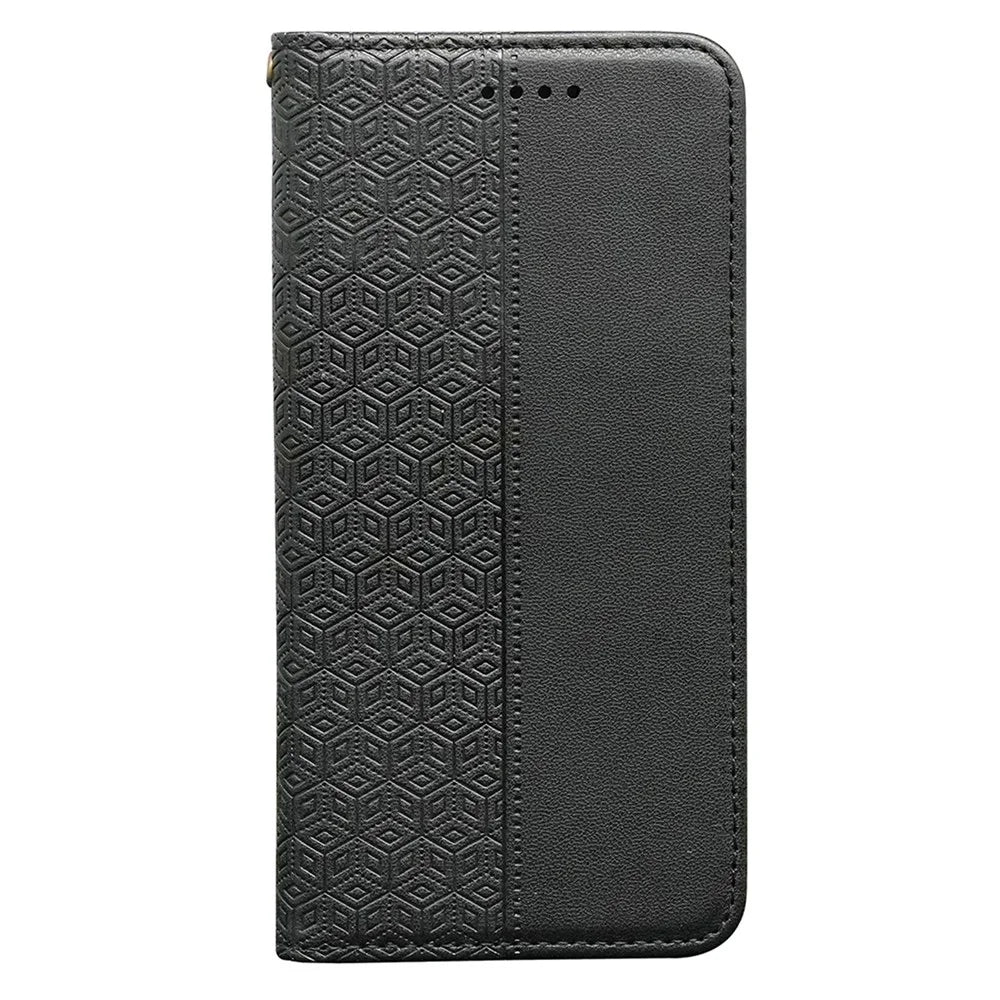 For Nothing CMF Phone 1 Wallet Phone Case Checkered Pattern Imprint Leather Flip Cover with Wrist Strap - Black - 4
