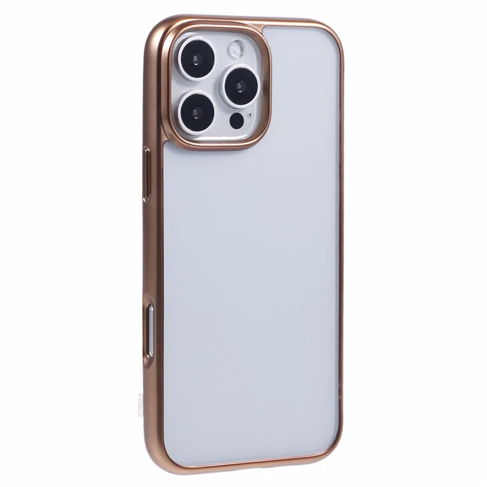KIGC Ice Silk Series For iPhone 16 Pro Max Case TPU+PC Electroplating Phone Cover - Gold - 1