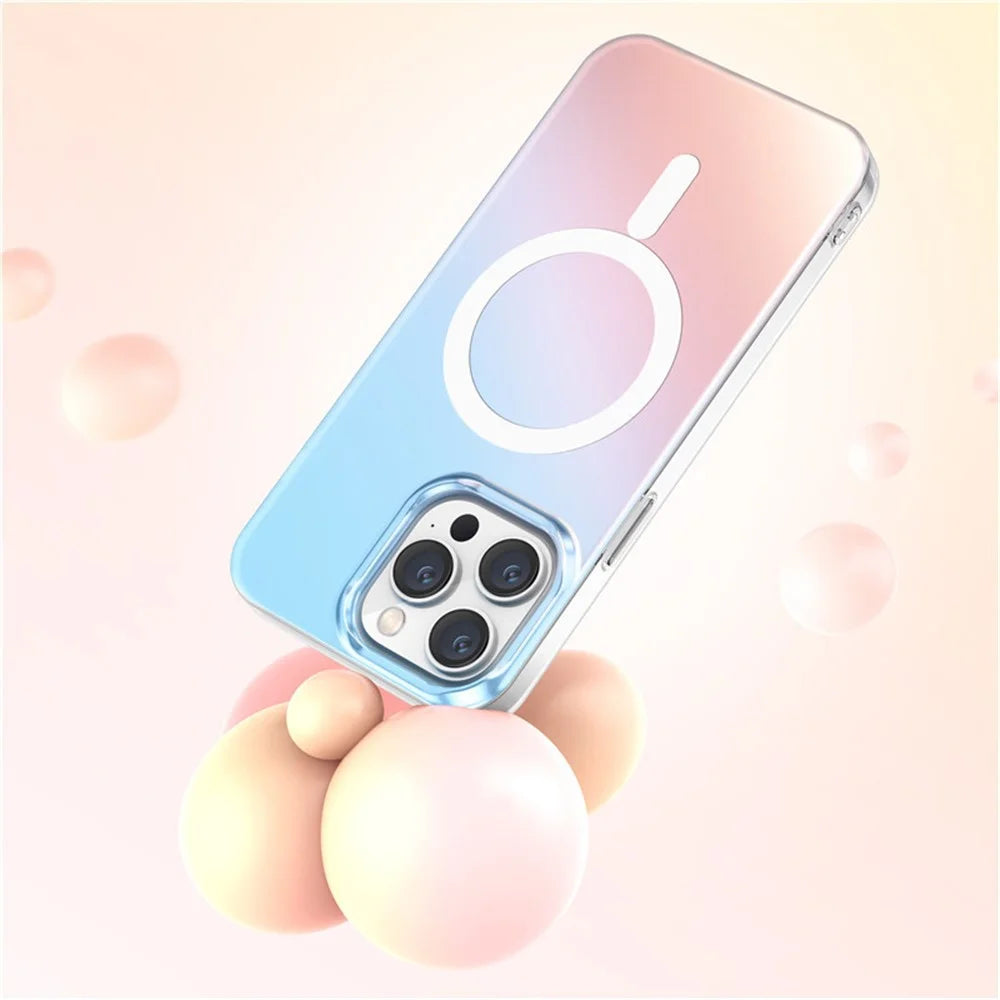 For iPhone 14 Pro Max Case Compatible with MagSafe Laser Gradient Effect TPU+PC Phone Cover - 3