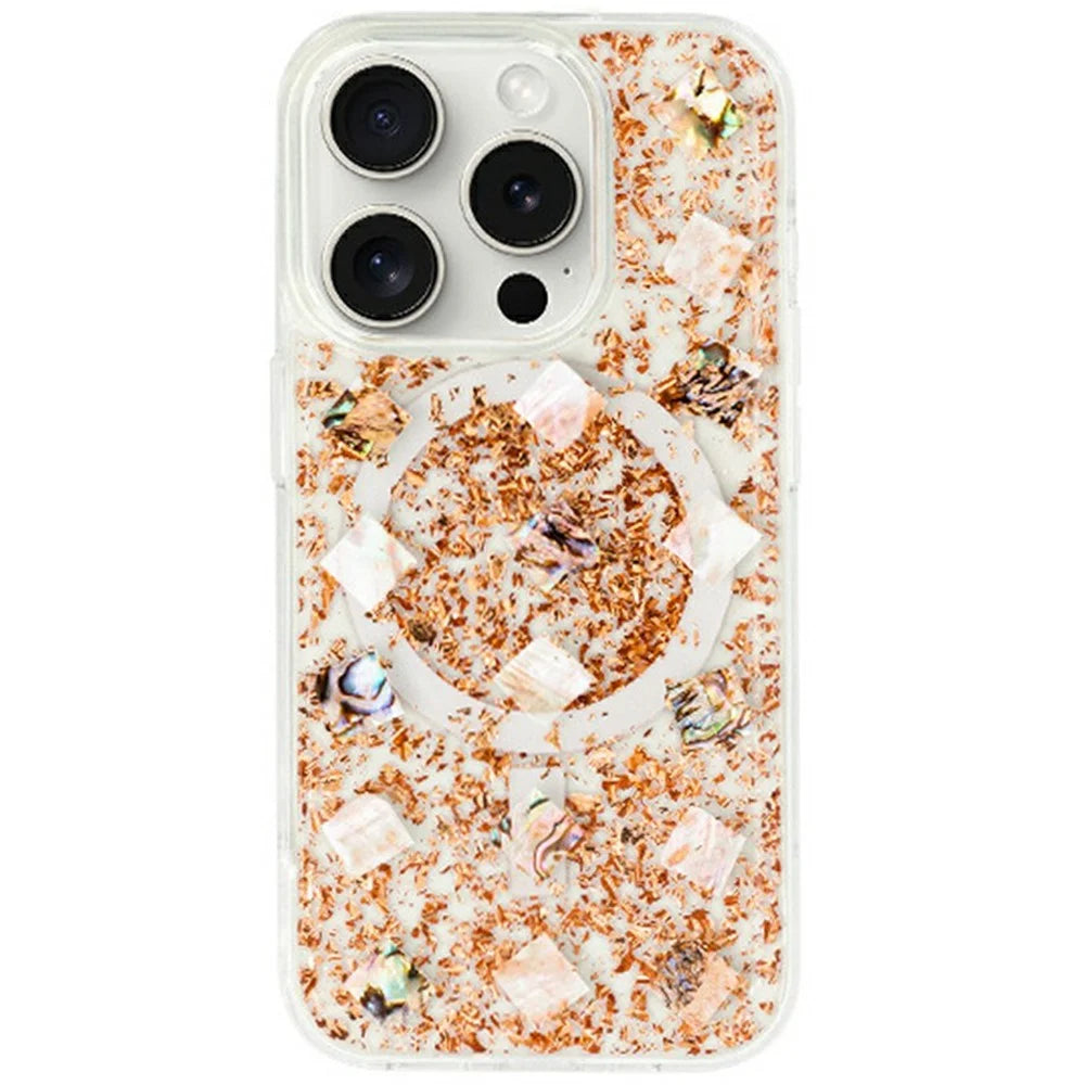 KZDOO Mag Flash Series for iPhone 16 Pro Max Case Compatible with MagSafe Seashell Shining TPU+PC Phone Cover - Rose Gold - 1