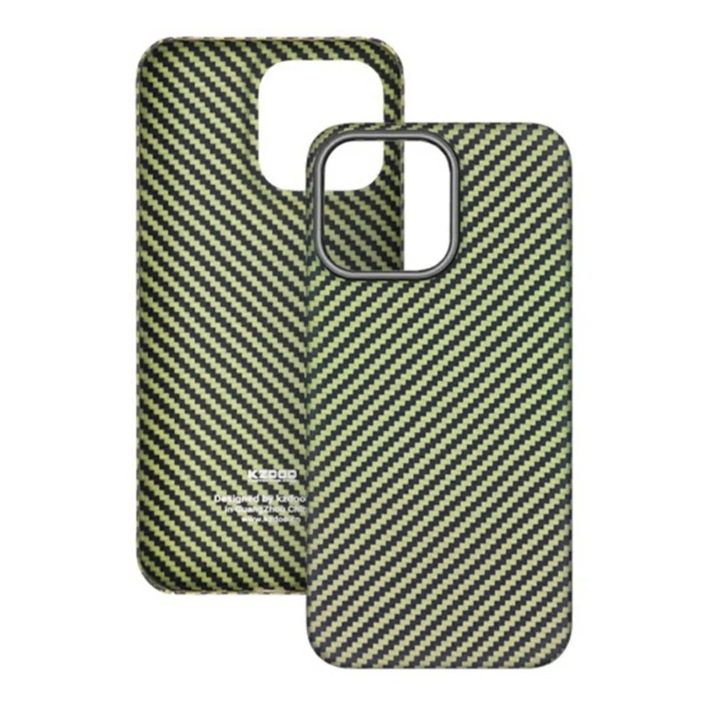 KZDOO For iPhone 16 Pro Max Case Aramid Fiber Phone Cover Support Wireless Charging - Green - 2
