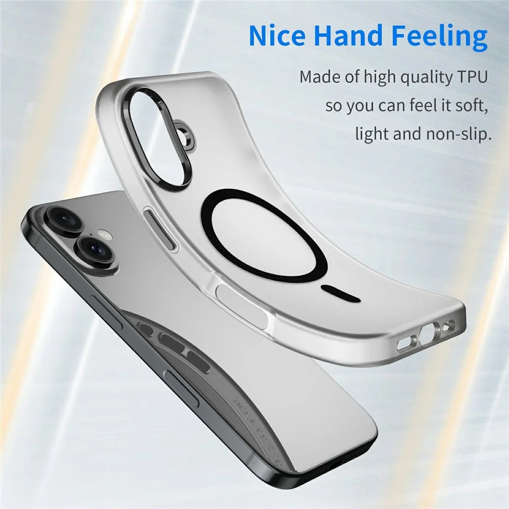 For iPhone 16 Case Compatible with MagSafe TPU + PC Slim Matte Translucent Phone Cover - Black - 4