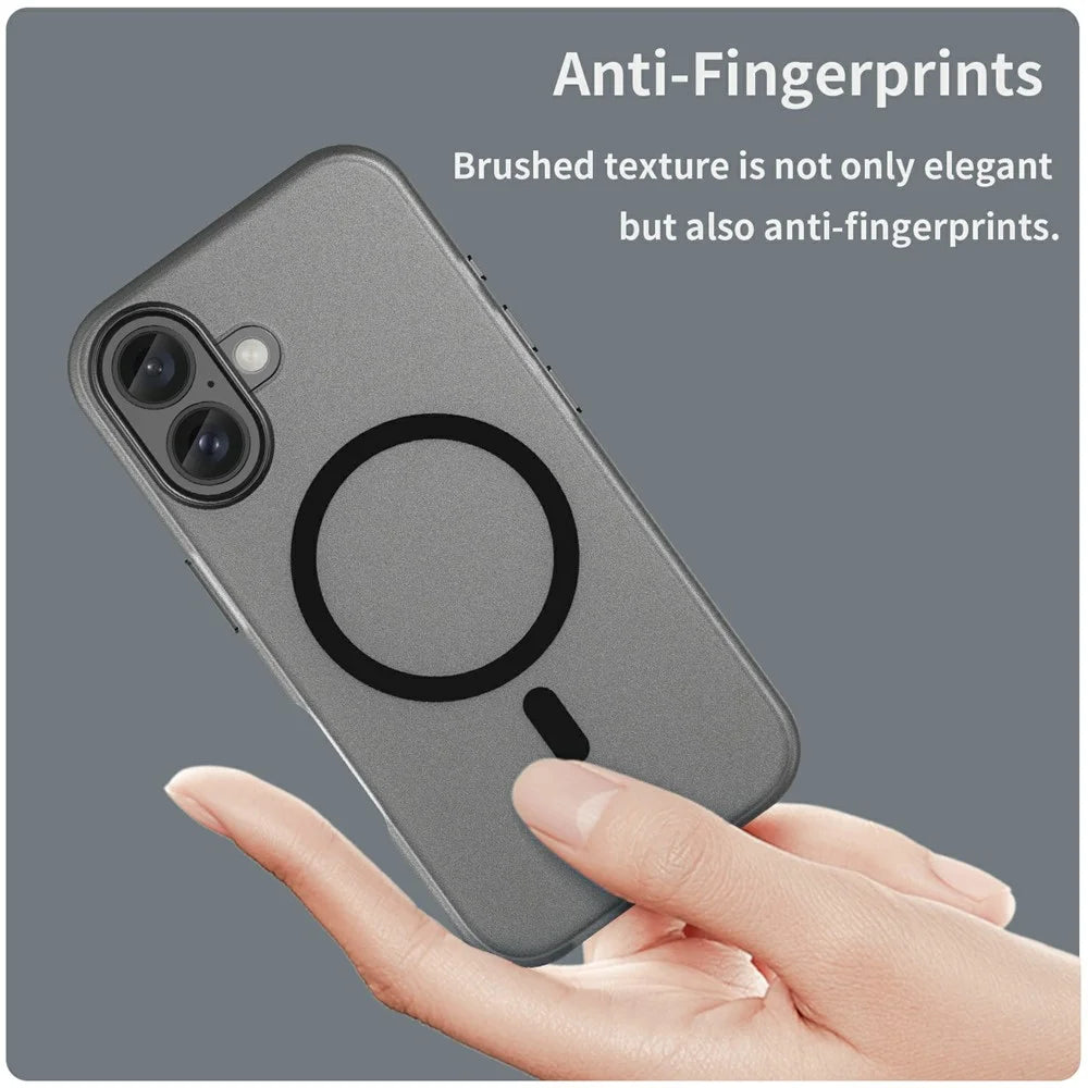 For iPhone 16 Case Compatible with MagSafe TPU + PC Slim Matte Translucent Phone Cover - Black - 5
