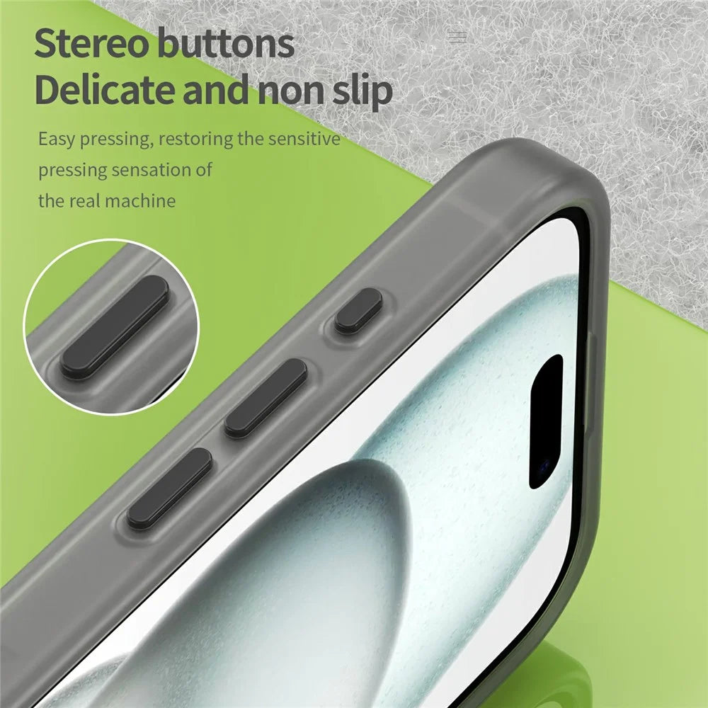 For iPhone 16 Case Compatible with MagSafe TPU + PC Slim Matte Translucent Phone Cover - Black - 7