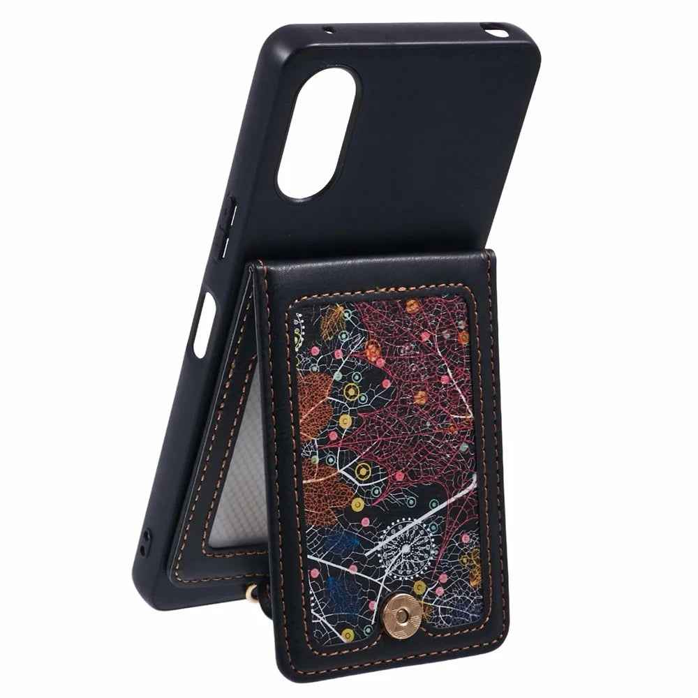 For Sony Xperia 10 VI Phone Case with Galaxy Card Bag Kickstand RFID Blocking - 3