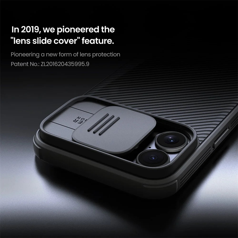 NILLKIN Camshield Pro Series for iPhone 16 Plus Case PC+TPU Slide Camera Lid Phone Cover - Black - 6