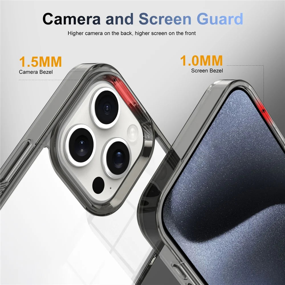 For iPhone 14 Pro Clear Phone Case TPU PC Anti-Slip Drop-Proof Back Cover - Black - 2