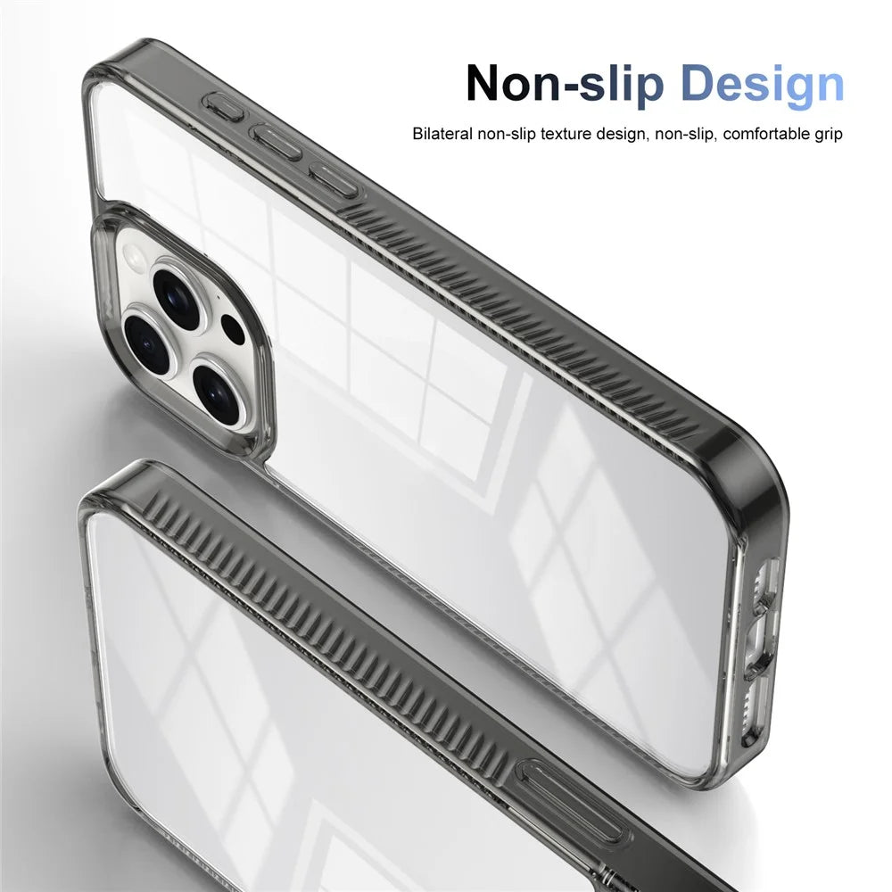 For iPhone 14 Pro Clear Phone Case TPU PC Anti-Slip Drop-Proof Back Cover - Black - 3