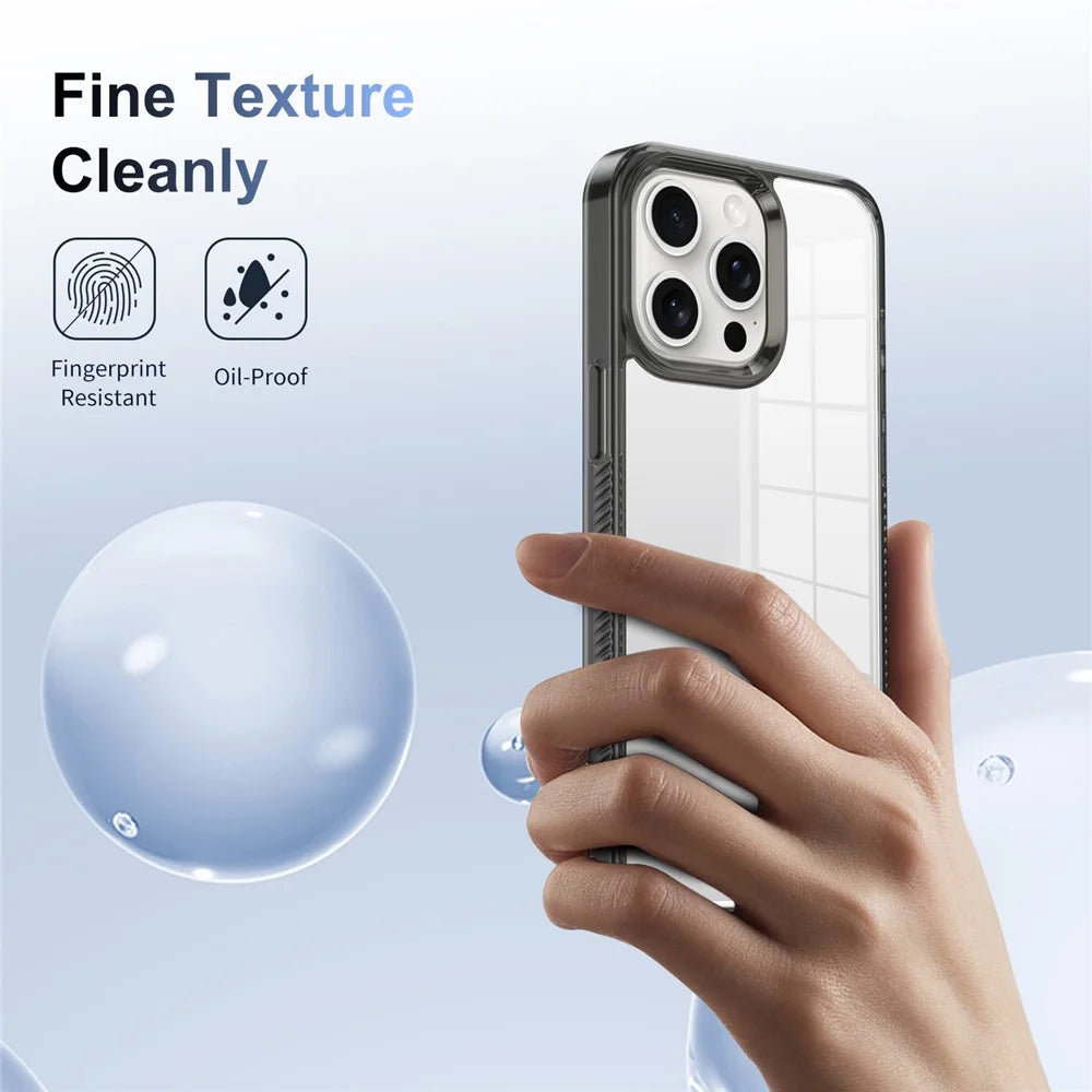 For iPhone 14 Pro Clear Phone Case TPU PC Anti-Slip Drop-Proof Back Cover - Black - 5