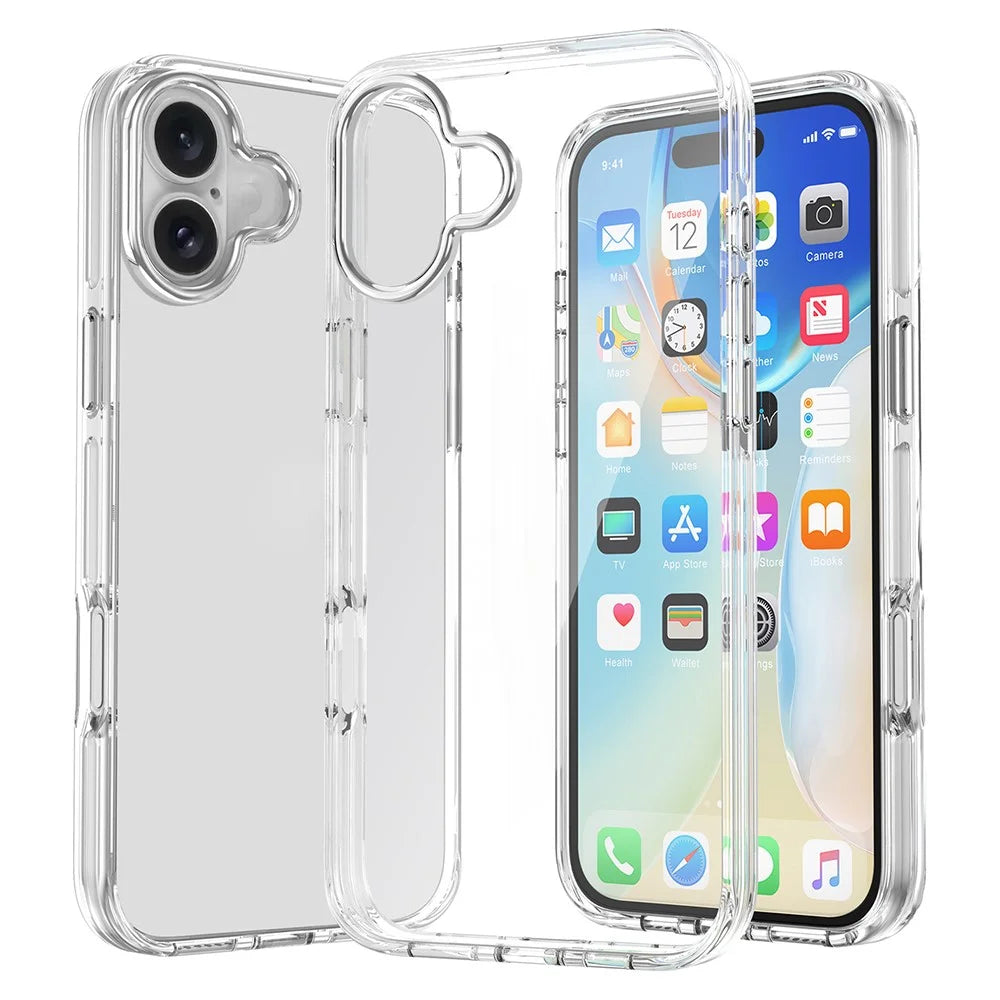 For iPhone 16 Plus Case Airbag Design PC+TPU Clear Protective Phone Cover - 4