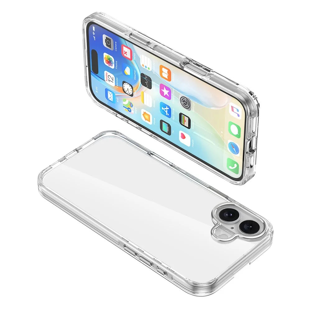 For iPhone 16 Plus Case Airbag Design PC+TPU Clear Protective Phone Cover - 7
