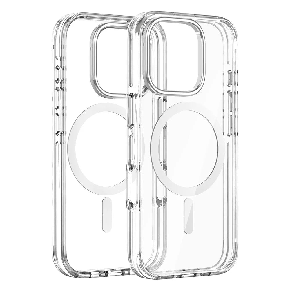 For iPhone 16 Pro Max Case Compatible with MagSafe Airbag Design PC+TPU Clear Phone Cover - 5