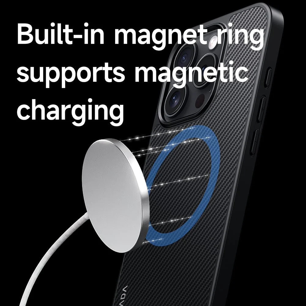 SULADA For iPhone 16 Pro Max Case Compatible with MagSafe Metal Lens Frame PU+TPU Phone Cover - Black - 2