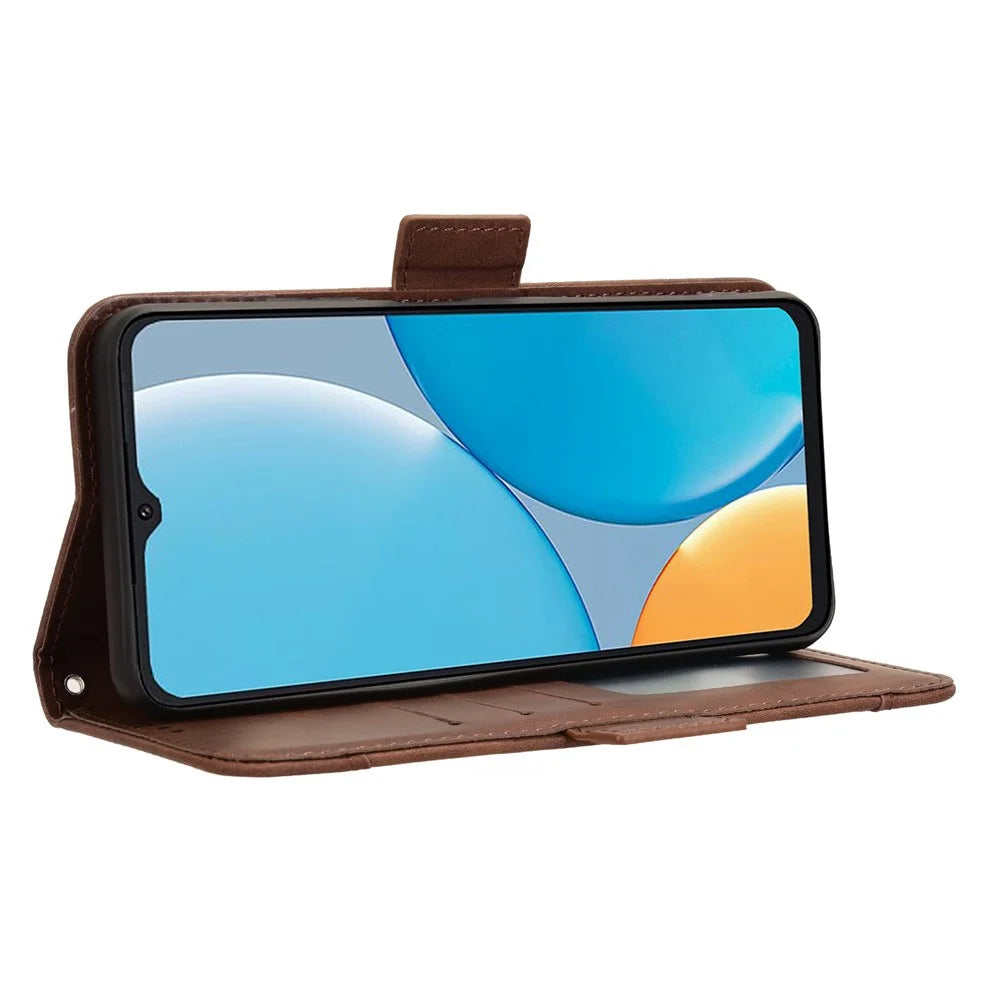 For itel A50C A669L Leather Case Phone Wallet Cover with Multiple Card Slots - Brown - 4