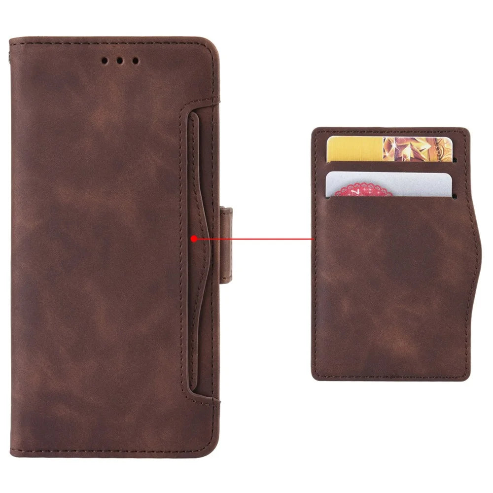 For itel A50C A669L Leather Case Phone Wallet Cover with Multiple Card Slots - Brown - 6