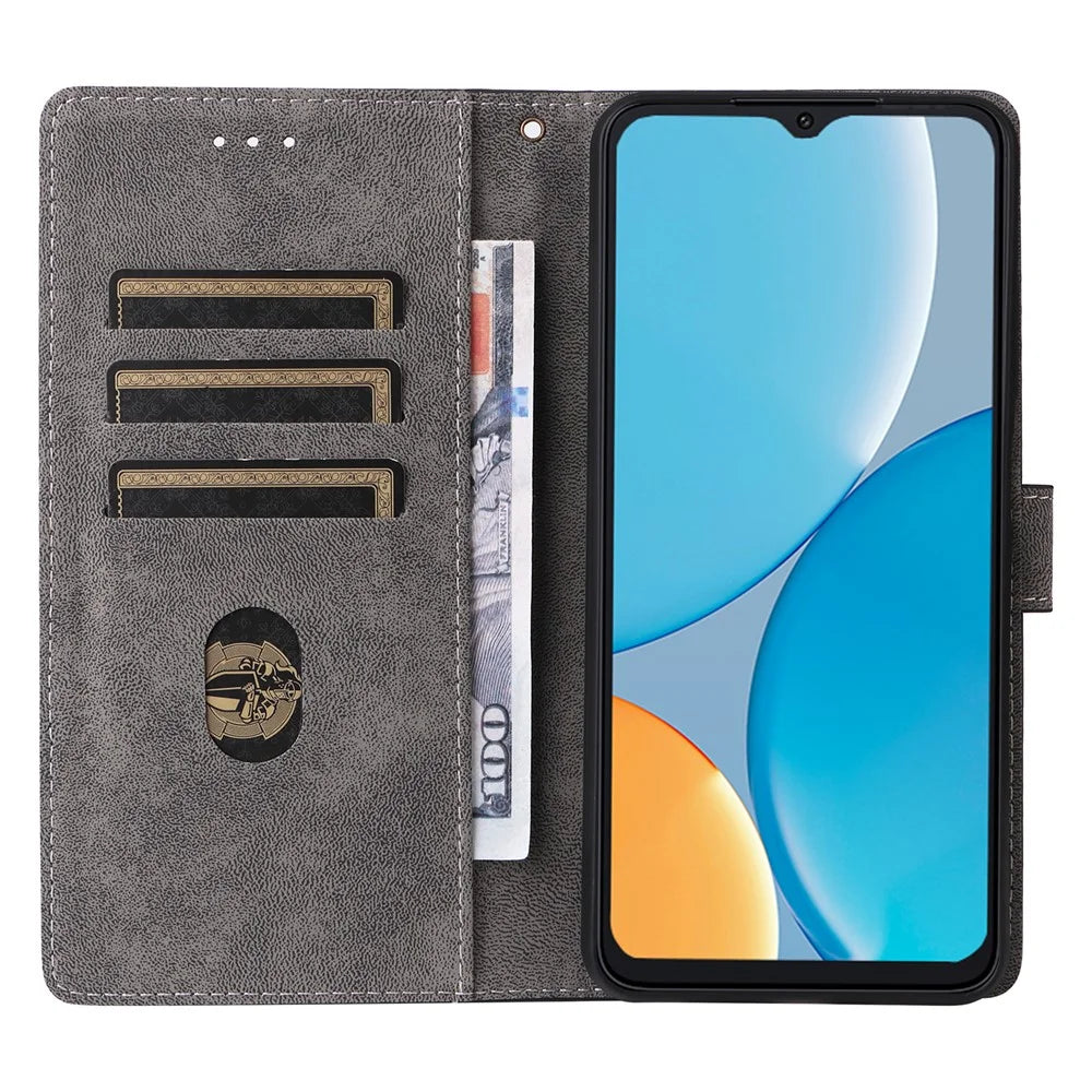 For itel A50C A669L Wallet Case RFID Blocking PU Leather Cover Stand View - Black - 2