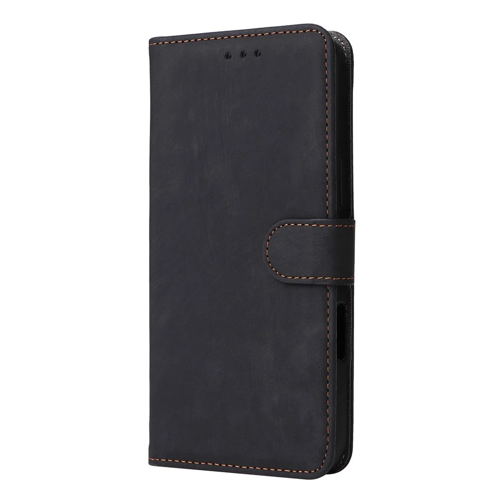 For itel A50C A669L Wallet Case RFID Blocking PU Leather Cover Stand View - Black - 6