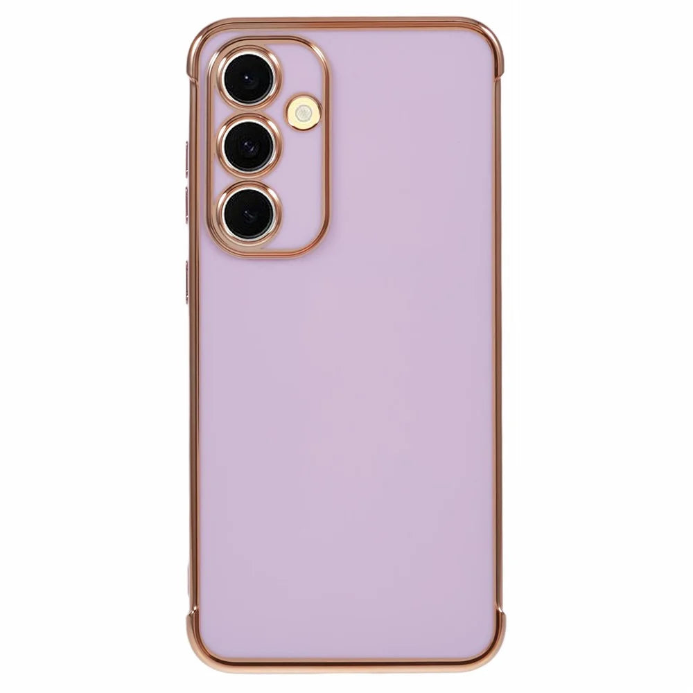 For Samsung Galaxy S24 FE Case Electroplated Frame TPU Soft Phone Cover - Purple - 1