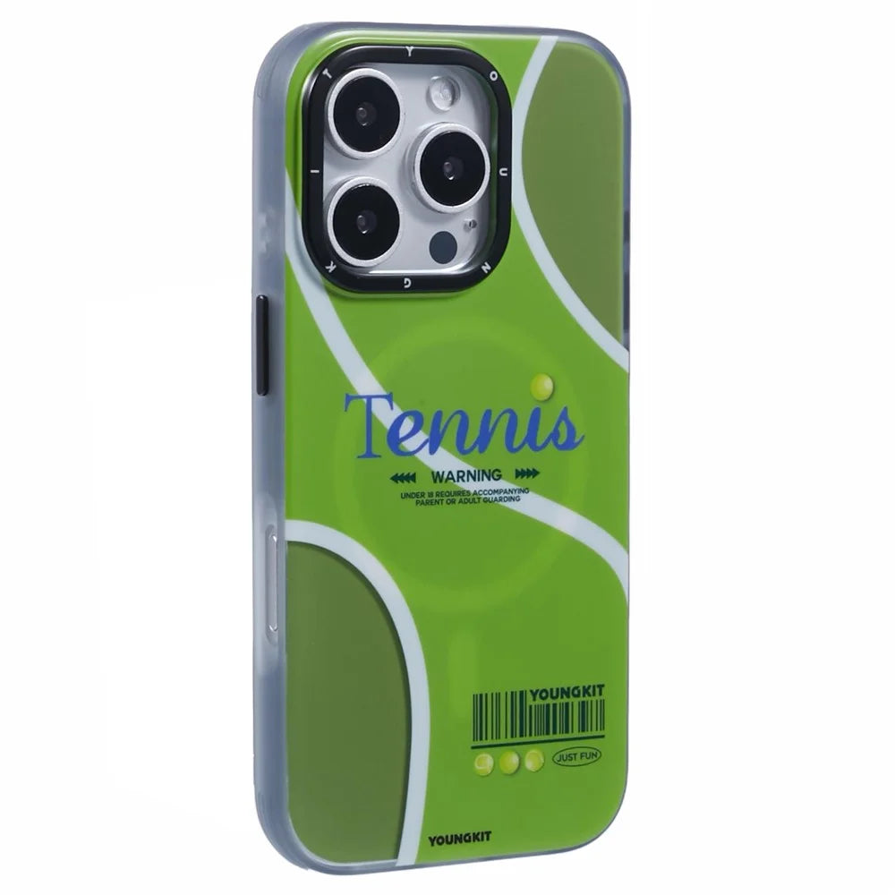 YOUNGKIT Sports Series for iPhone 16 Pro Max Case Compatible with MagSafe IMD TPU Shockproof Cover - Tennis - 1