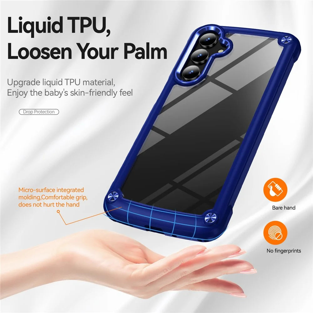 For Samsung Galaxy A16 5G / A16 4G Case Anti-Drop Alloy Lens Frame PC+TPU Phone Cover - Blue - 3