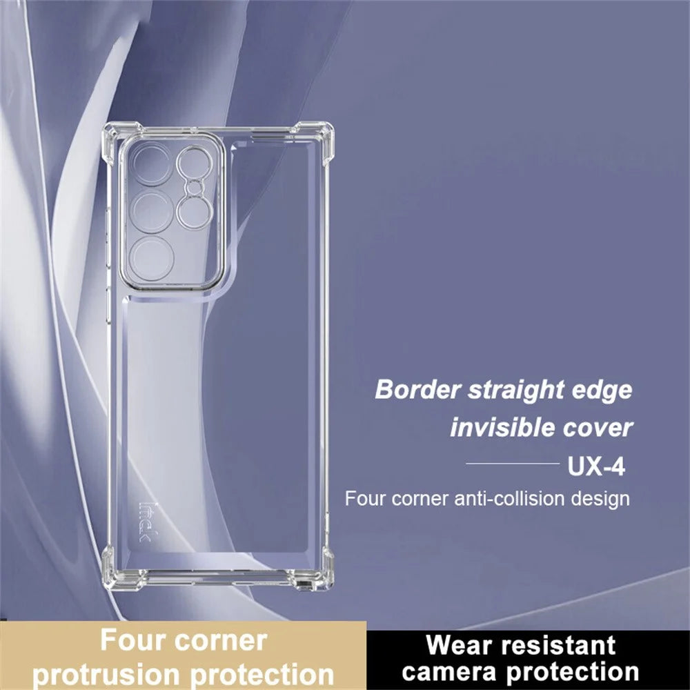 IMAK UX-4 Series for Samsung Galaxy S22 Ultra 5G Case Straight Frame Four Corner Shockproof Clear TPU Cover - 2
