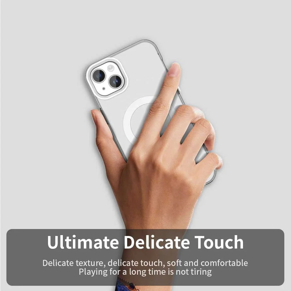 Candy Series For iPhone 15 Case Compatible with MagSafe PC+TPU+PET Anti-Drop Phone Cover - White - 5