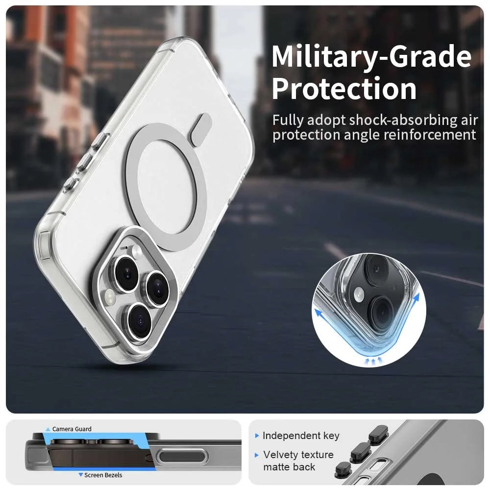 Candy Series For iPhone 16 Pro Case Compatible with MagSafe PC+TPU+PET Anti-Drop Phone Cover - White - 2