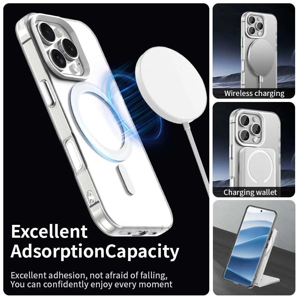 Candy Series For iPhone 16 Pro Case Compatible with MagSafe PC+TPU+PET Anti-Drop Phone Cover - White - 3