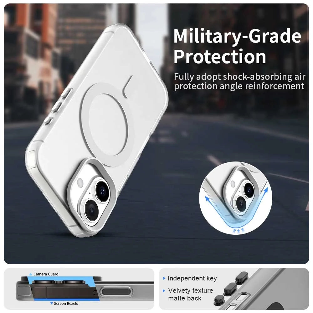 Candy Series For iPhone 16 Plus Case Compatible with MagSafe PC+TPU+PET Anti-Drop Phone Cover - White - 2
