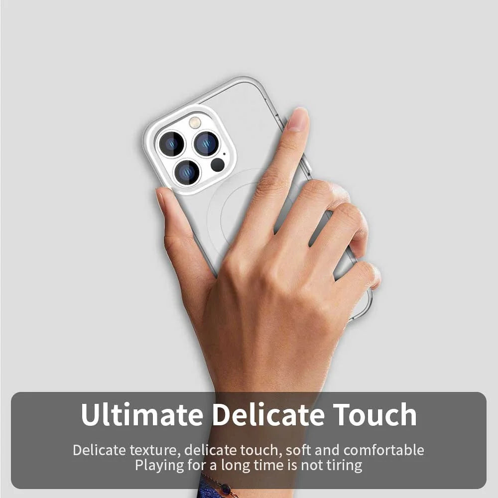 Candy Series For iPhone 13 Pro Case Compatible with MagSafe PC+TPU+PET Anti-Drop Phone Cover - White - 5