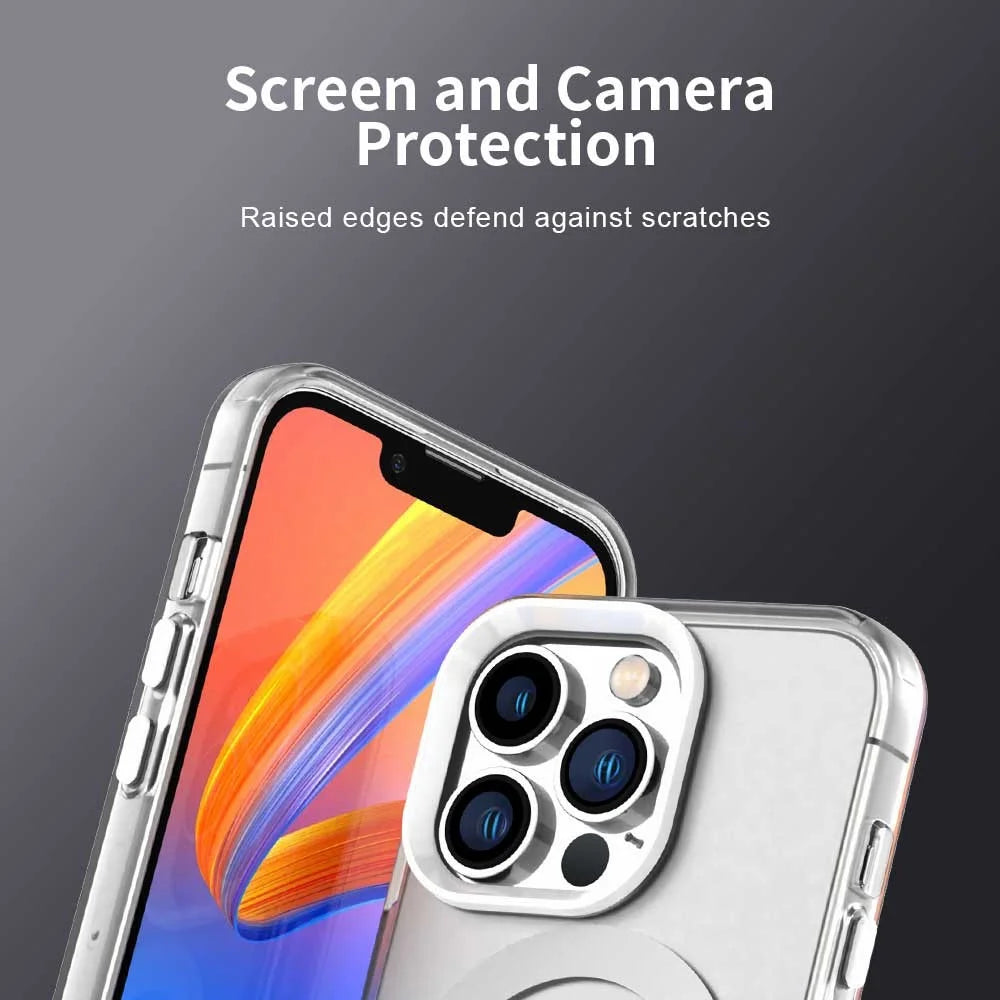 Candy Series For iPhone 13 Pro Case Compatible with MagSafe PC+TPU+PET Anti-Drop Phone Cover - White - 7