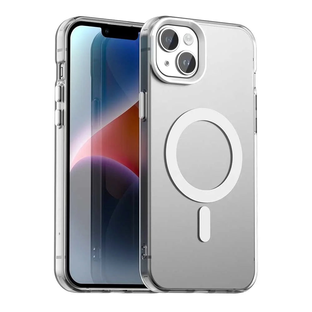 Candy Series For iPhone 15 Plus / 14 Plus Case Compatible with MagSafe PC+TPU+PET Anti-Drop Phone Cover - White - 1