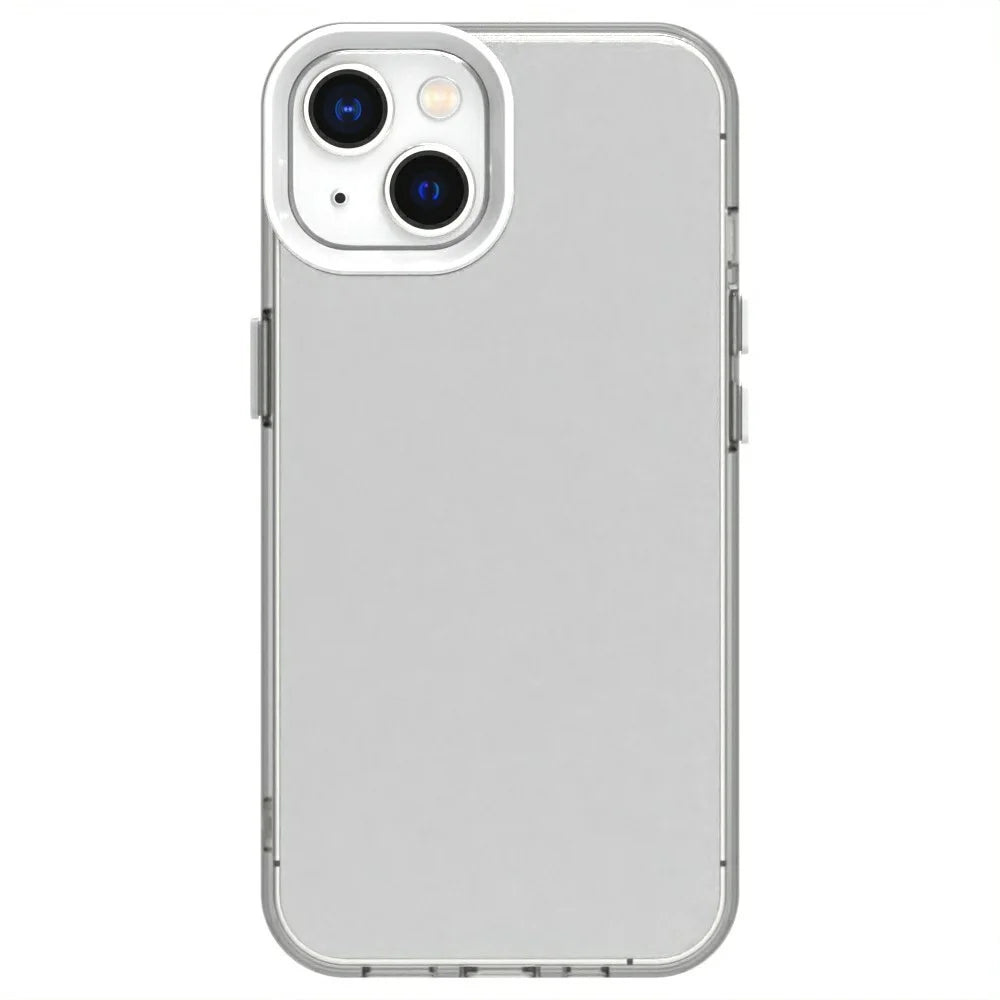 Candy Series For iPhone 15 Plus Case PC+TPU+PET Anti-Drop Phone Cover - White - 1