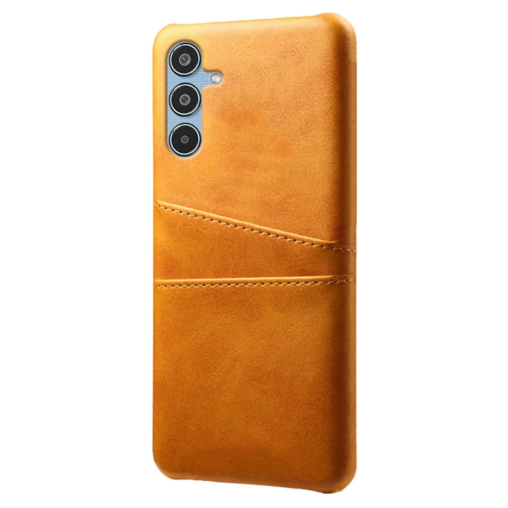 For Samsung Galaxy M35 5G Case Dual Card Slots PU Leather + Hard PC Phone Cover - Orange - 2