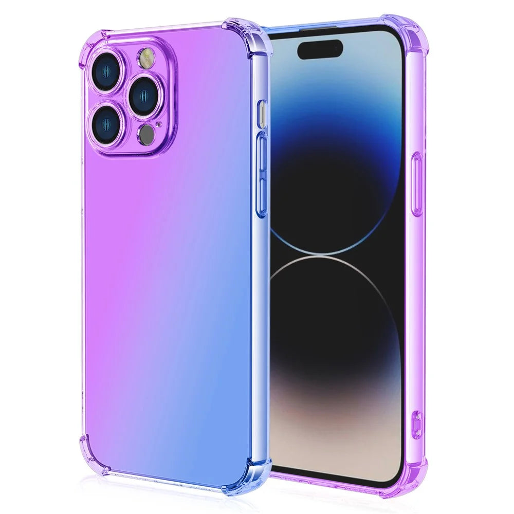 For iPhone 16 Pro Case Gradient Color TPU Phone Case Anti-Drop Phone Cover - Purple  /  Blue - 1