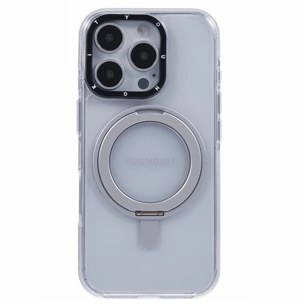 YOUNGKIT For iPhone 16 Pro Max Case Rotating Magnetic Kickstand TPU+PC Phone Cover - 3