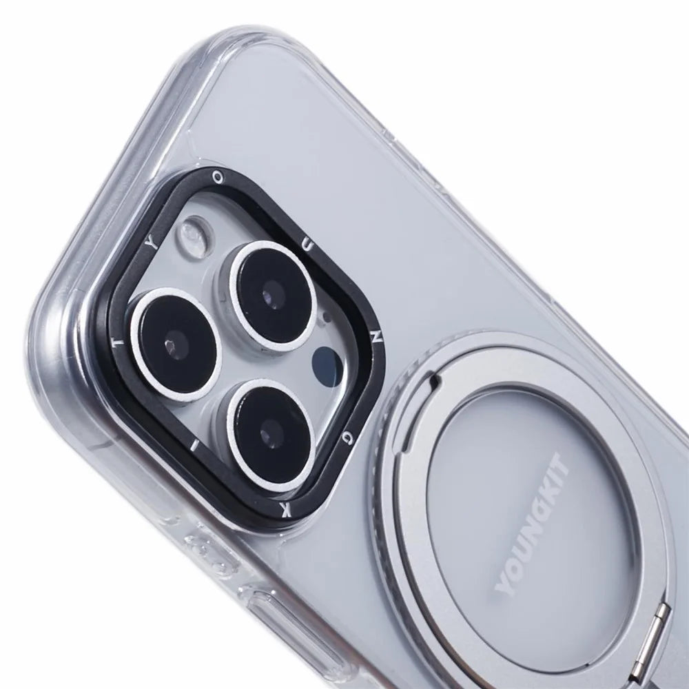 YOUNGKIT For iPhone 16 Pro Max Case Rotating Magnetic Kickstand TPU+PC Phone Cover - 7