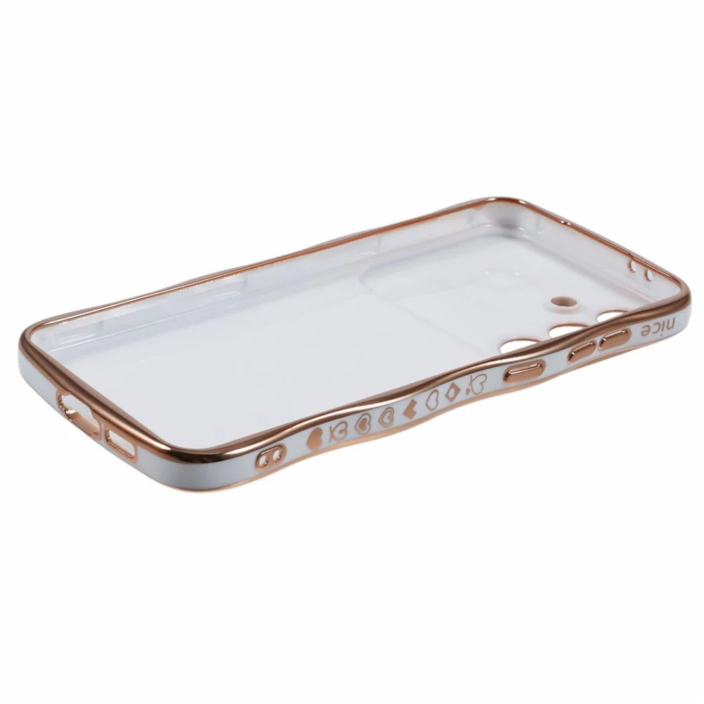 For Samsung Galaxy A54 5G Case Love Hearts TPU Phone Cover Curly Wave Frame Large Window - Ivory White - 4
