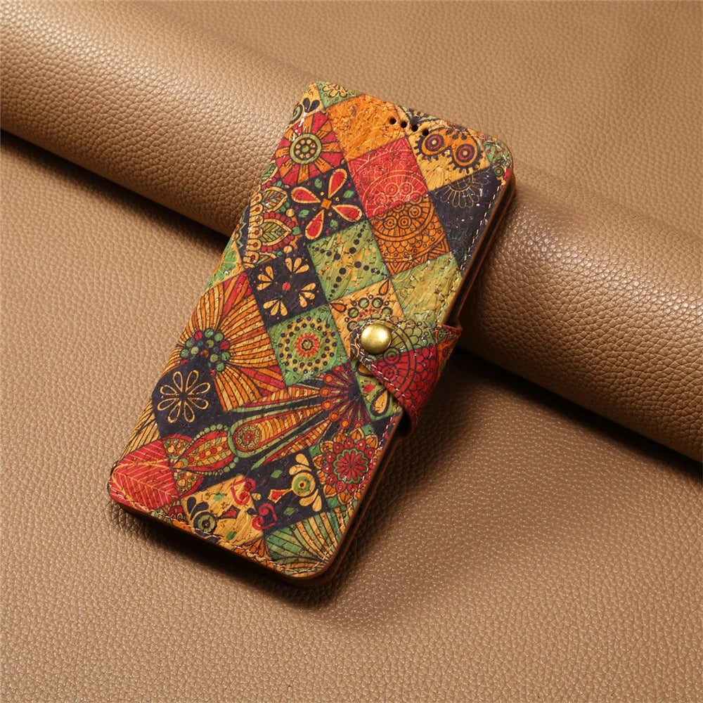 For iPhone 16 Pro Case Flower Printing Stand PU Leather Protective Phone Cover - Autumn - 6