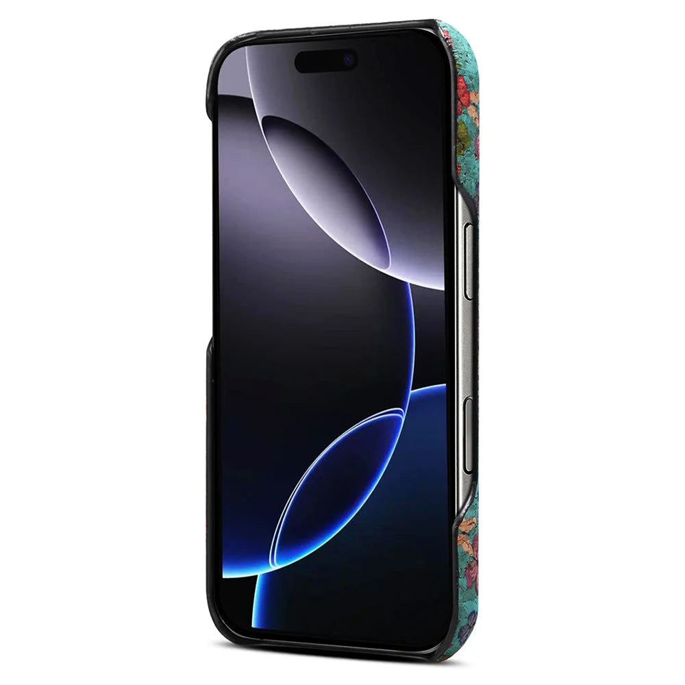 DENIOR For iPhone 16 Pro Case Pattern Printed PU Leather+PC Phone Cover - Blue - 2