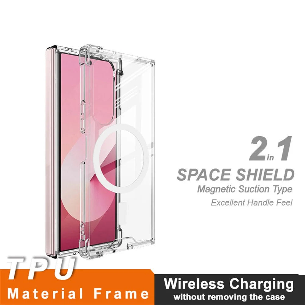 IMAK For Samsung Galaxy Z Fold6 5G Clear Case Magnetic Case Shockproof PC+TPU Phone Cover - 3