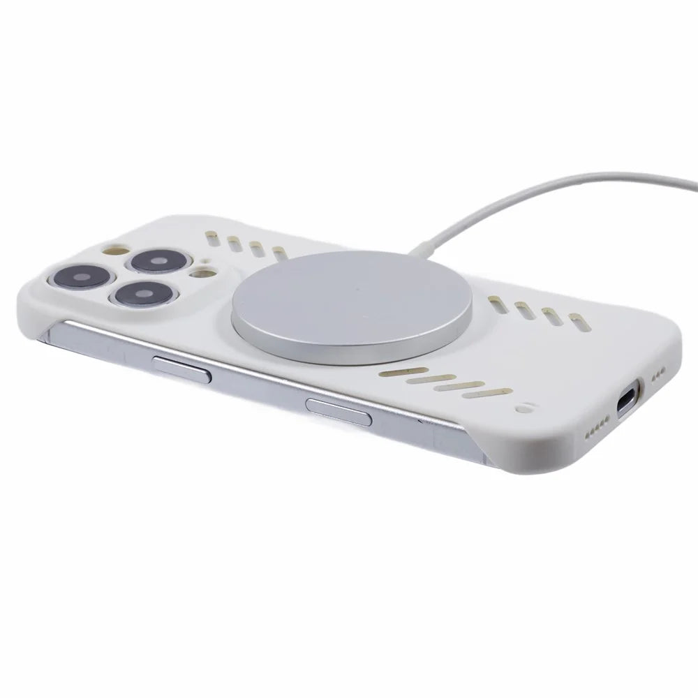 For iPhone 15 Pro Case Hard PC Frameless Heat Dissipation Phone Cover - White - 4