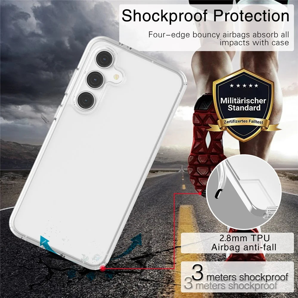 For Samsung Galaxy S24 FE Case PC + TPU Shockproof Clear Phone Cover - Transparent White - 7