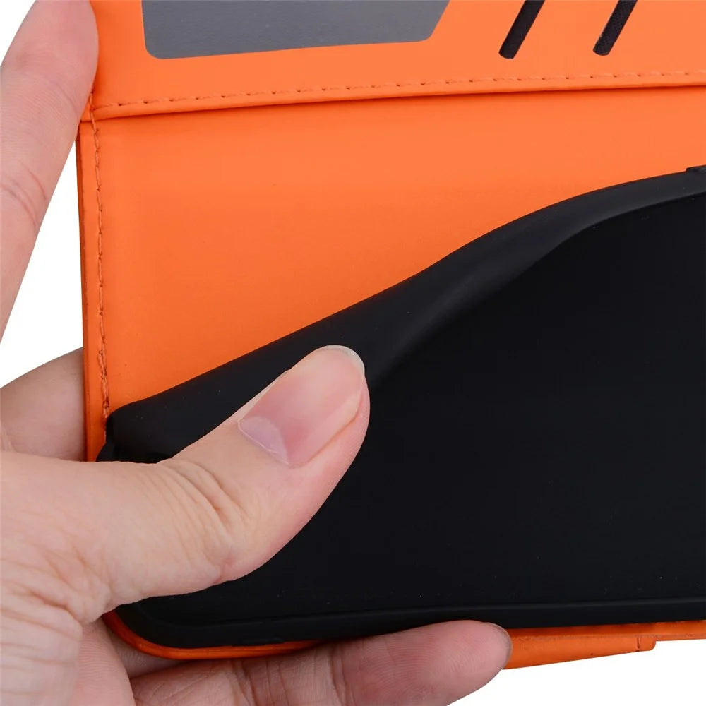 For iPhone 16 Pro Max Case Cartoon Pattern Wallet Leather Phone Cover - Orange - 6