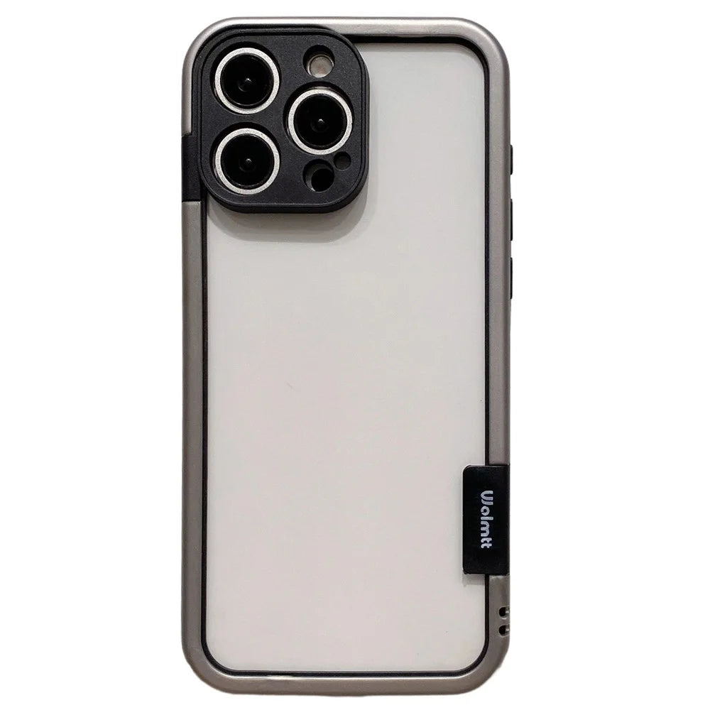 WOLMTT For iPhone 16 Pro Case Colorful Frame Soft TPU Clear Phone Cover - Grey - 1