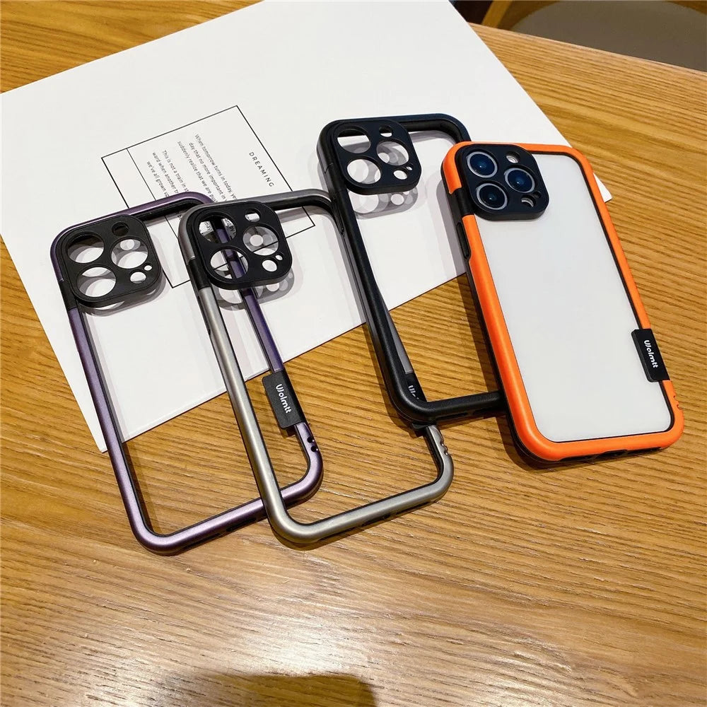 WOLMTT For iPhone 15 Pro Case Colorful Frame Soft TPU Clear Phone Cover - Grey - 6