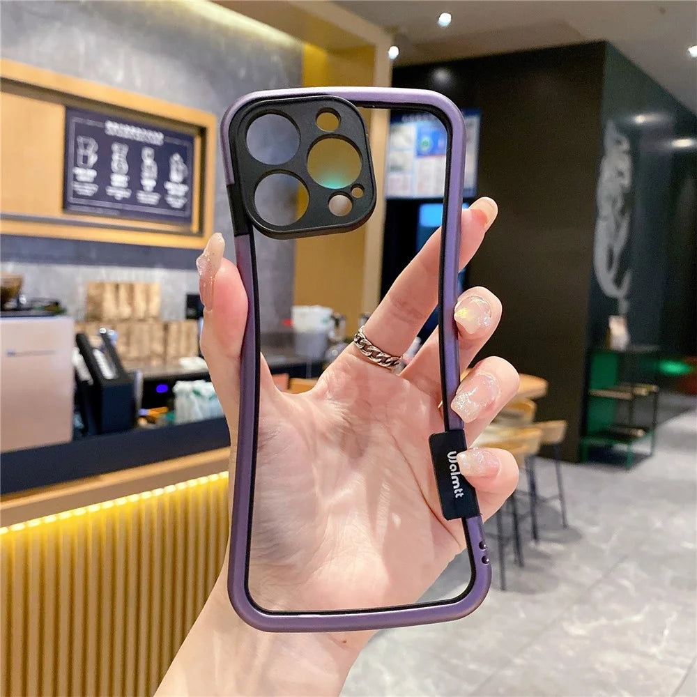 WOLMTT For iPhone 16 Pro Max Case Colorful Frame Soft TPU Clear Phone Cover - Grey - 4