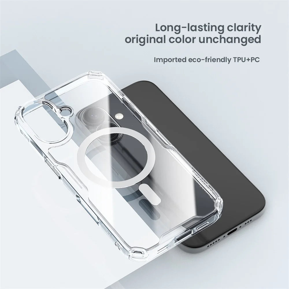 NILLKIN Pro Series for iPhone 16 Plus Case Compatible with MagSafe TPU+PC Ultra Clear Phone Case - Transparent - 7
